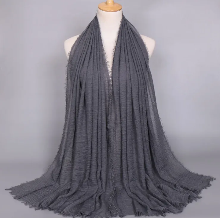 Foulard en gros de lin en coton, foulard froissé, foulard monochrome en laine musulmane, 44 nouvelles couleurs, livraison gratuite