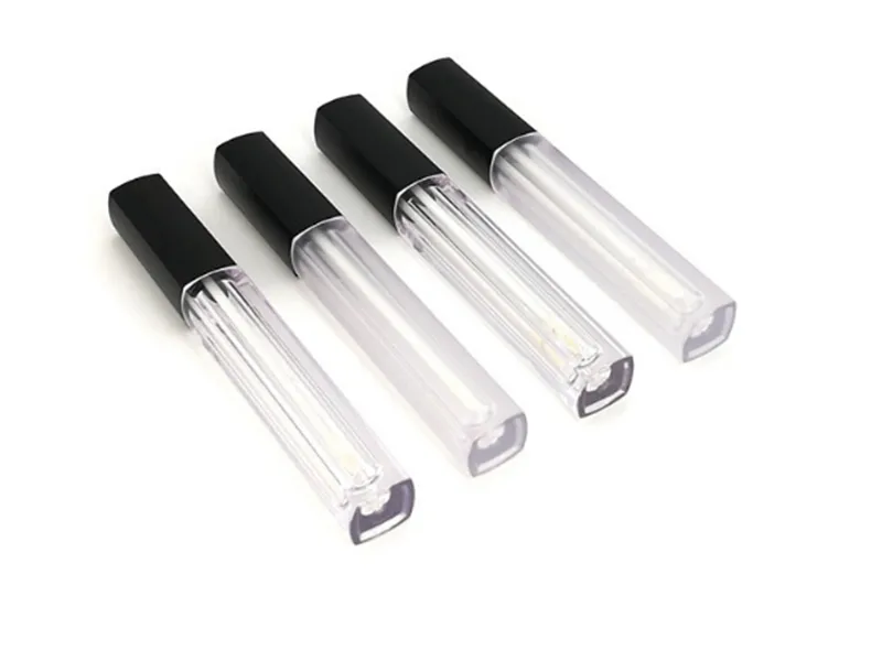 100pcs / lot brillo de labios tubo vacío contenedor de aceite recipiente maquillaje de labios cuadrados tubos de plástico 5ML brillo de labios con precio al por mayor
