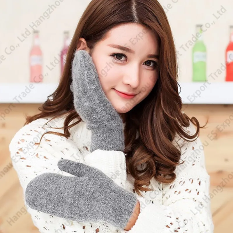 Pure Color Women Warm Gloves Winter Mittens Simple Design Christmas Gift