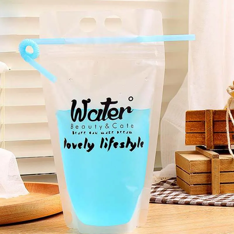 450ml Transparent Self-sealed Plastic Beverage Bag DIY Drink Milk Coffee Container Drinking Bag Fruit Juice Food Storage Bag