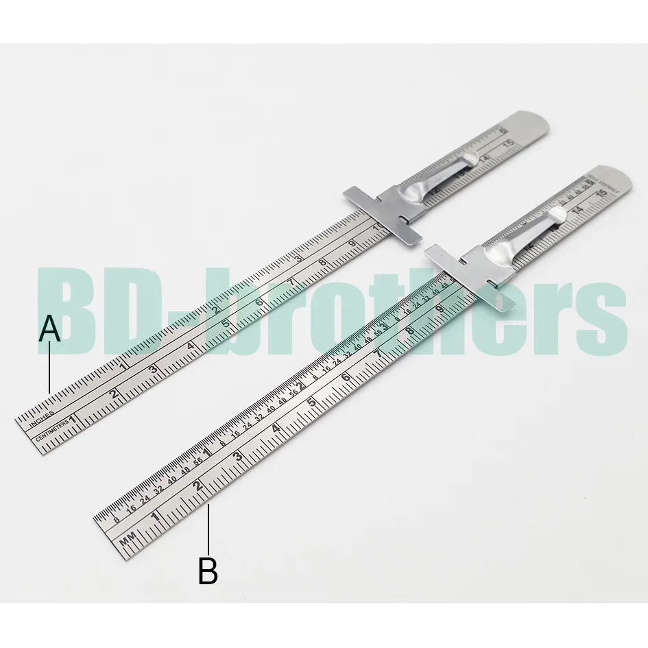 15cm roestvrijstalen rechte liniaal metalen afgestudeerd schaaldiepte meters cm inch dubbelzijdige reparatie regel maat tool / 