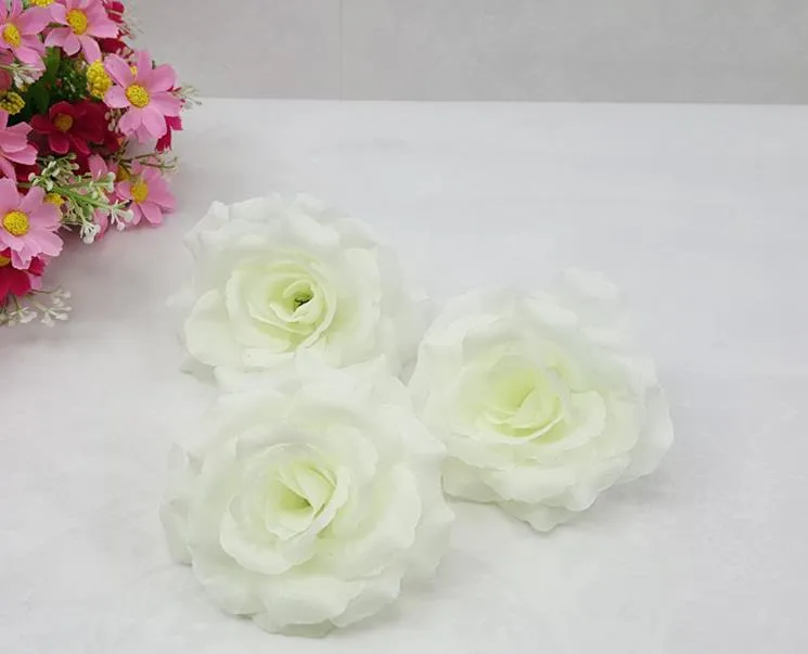 cabeça decoração de flores Início partido creme Marfim 100p Artificial Silk Camellia Rose Peony Cabeça de Flor 7--8cm
