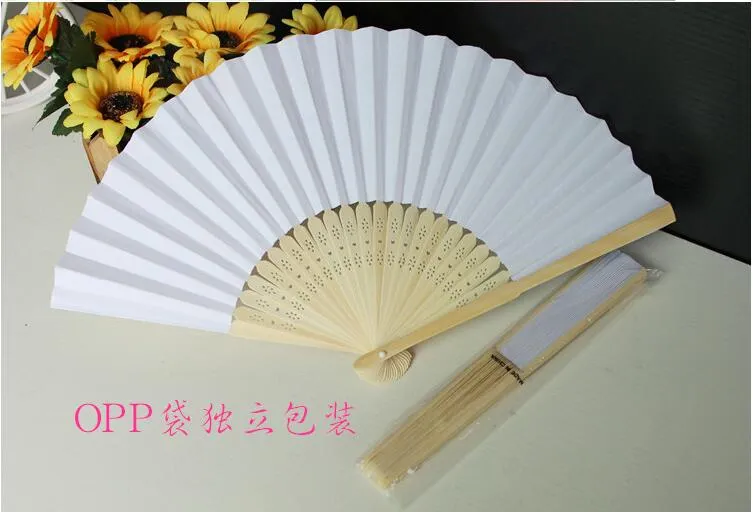 23 cm bröllop vit färg papper hand fan bröllop fest dekoration främjande favorit293w