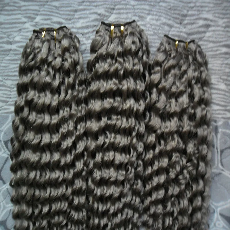 Brazilian virgin hair 3 bundles Kinky Curly Gray Hair Extensions 300g Brazilian hair weave bundles double weft8217261