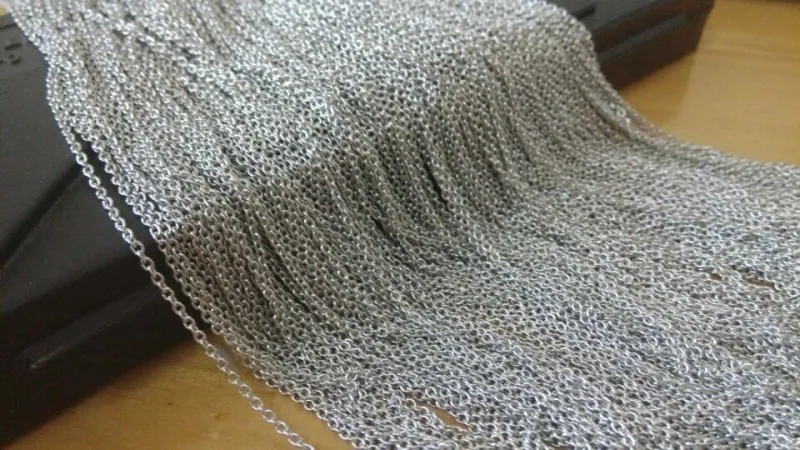 HEIßER VERKAUF in loser Schüttung 10 Meter Silberton Edelstahl Schmuck finden dünne 1,8 mm Gliederkette Damen Herren Halskette DIY