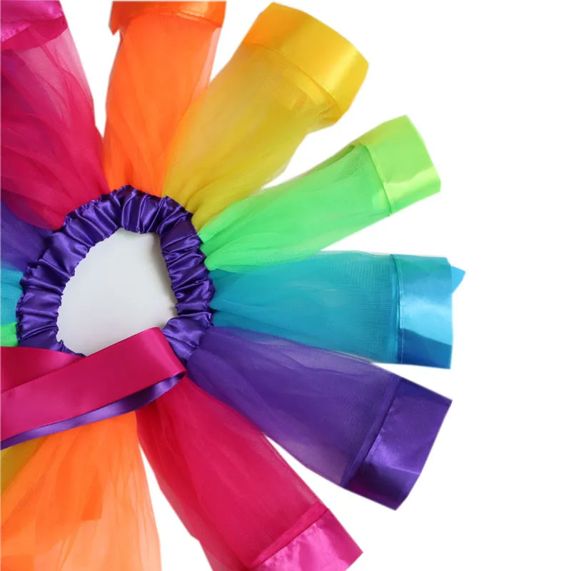 Regenbogen Farbe Mädchen Tutu Röcke Neue Ribbon Bowknot Kinder Prinzessin Dance Rock Performance Festival Party Kinder Pettiskirt C1573