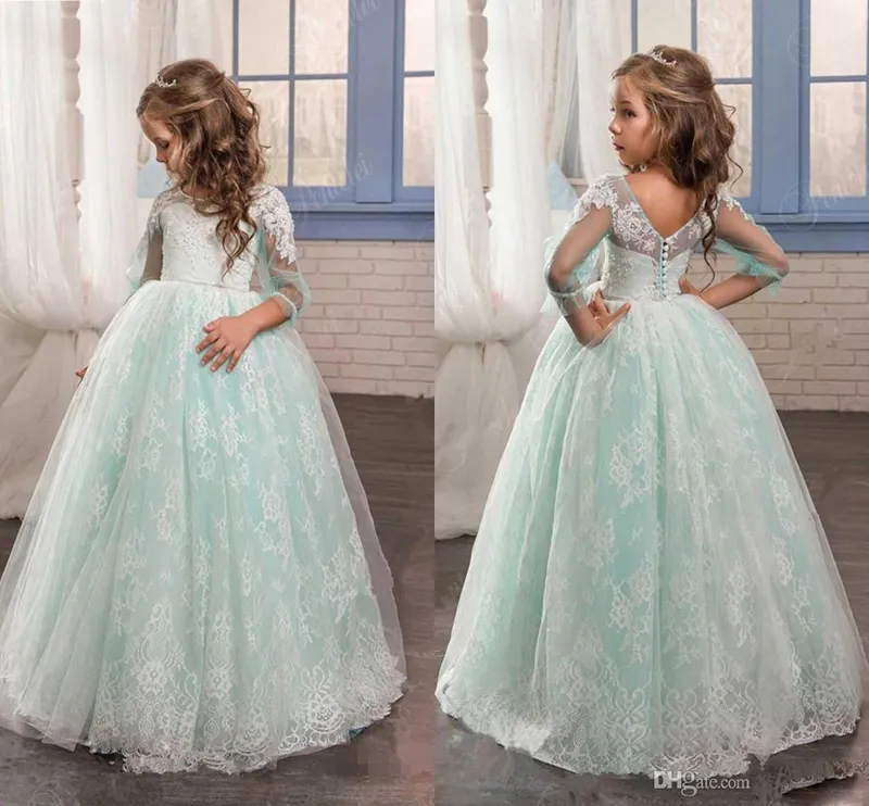 Topmaker Backless Lace Flower Girl Dress - Mint Green, Size 6-12 Months - View #11