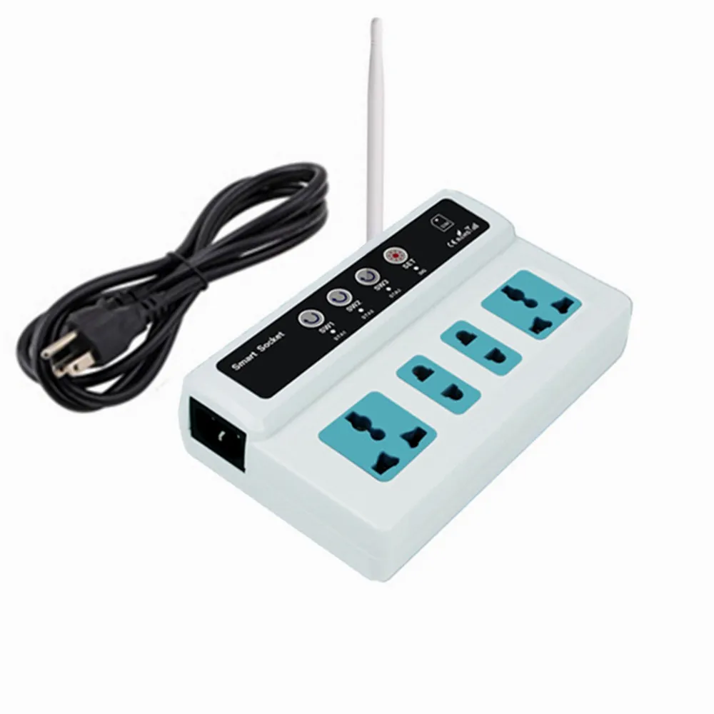 Freeshipping Remote Control Wireless 4 Sockets Mobile Phone GSM SIM Smart Socket Switch