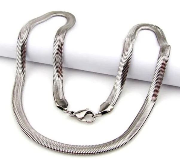 High Quality Width 3mm 4mm 5mm 6mm 8mm 10mm 316L Stainless Steel Flat Snake Soft Flexible Chain Necklace 18 22 inches
