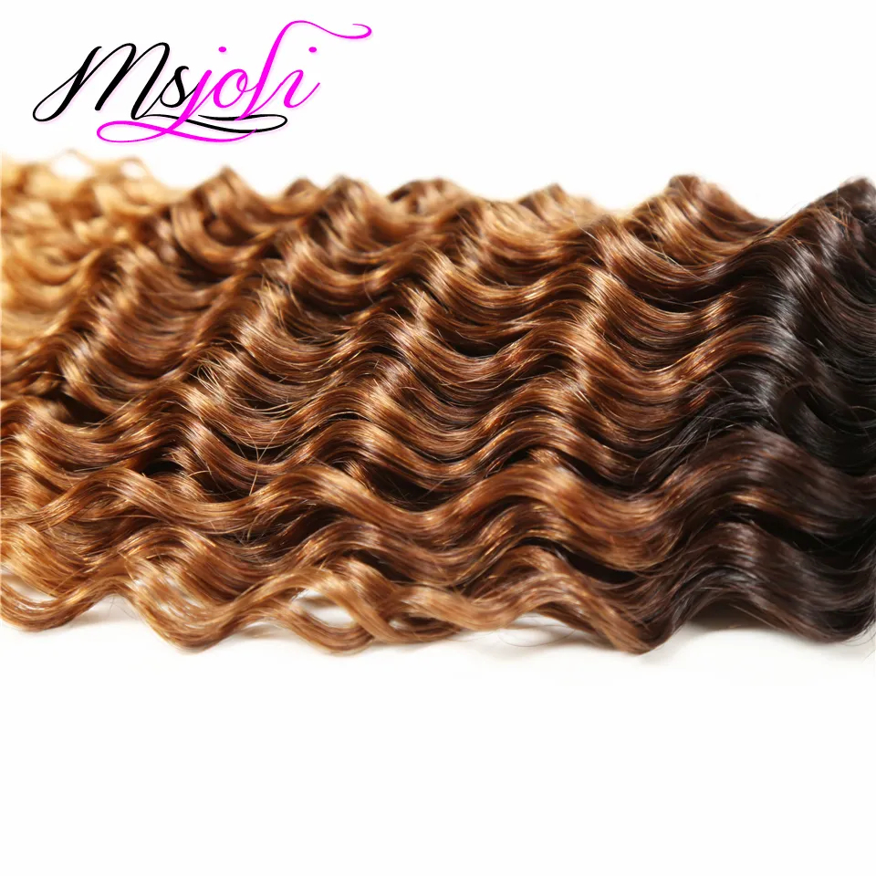 9A Tessuto capelli vergini peruviani Onda profonda Tre toni Ombre Colore Trama di estensione dei capelli umani non trasformati Tre pezzi t1b43018872533715546