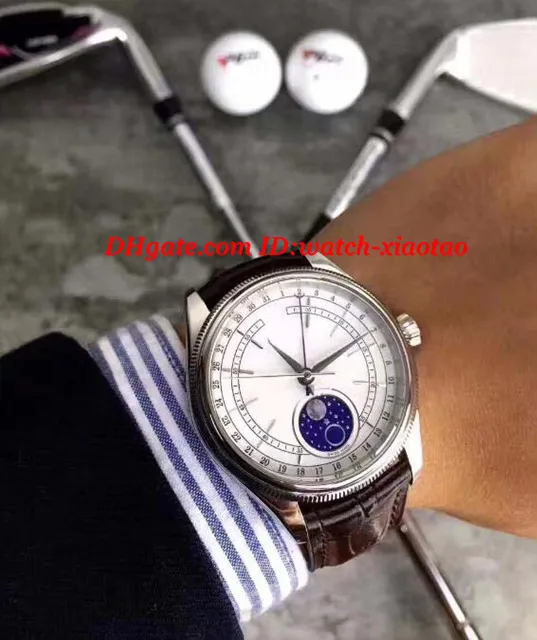 Luxury Watch Ny Gold White Dial 39mm Moon Fas Modell Mäns Klocka M50525-0002 Automatisk Fashion Märke Mens Watch Armbandsur