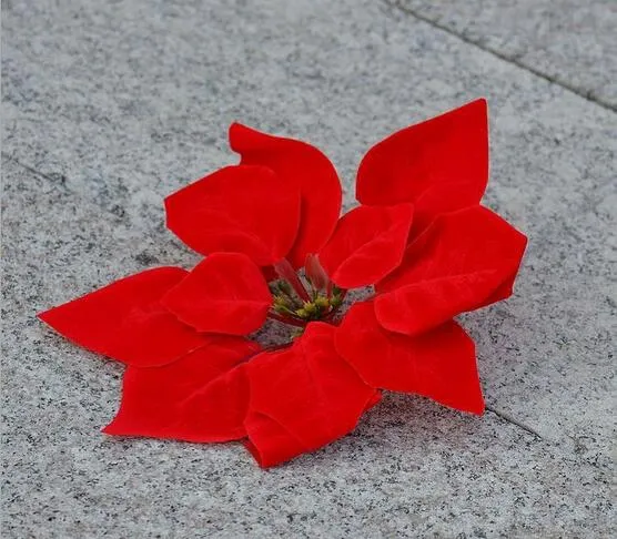 Simulering Julblomma Simulering Flannel Poinsettia Flower Golden Silver Julblomma