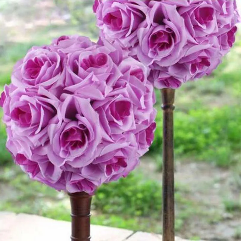 2017 new 20cm Diameter Silk Rose Flower Ball Artificial Bouquet Kissing Ball for Wedding Centerpiece Decoration