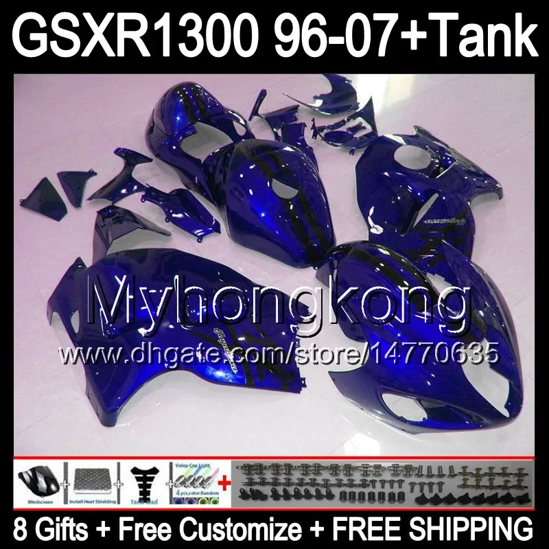 glossy blue 8gift For SUZUKI Hayabusa GSXR1300 96 97 99 00 01 13MY135 GSXR 1300 GSX-R1300 02 04 05 06 07 gloss blue Fairing