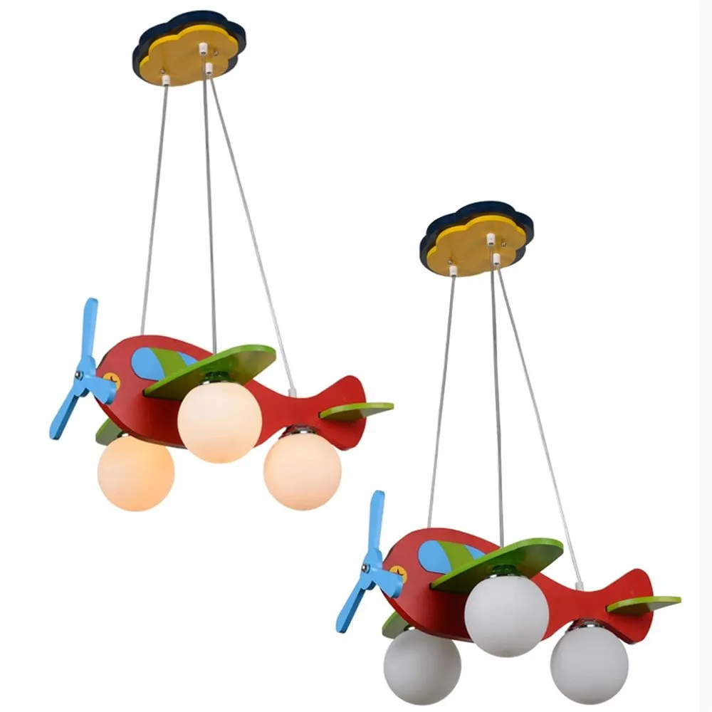 Modern Kid's Bedroom Airplane en bois Pendentif Lampe d'étude Enfant Shape Plan Modèle Pendentif Lights Salle à manger Suspending Lumière