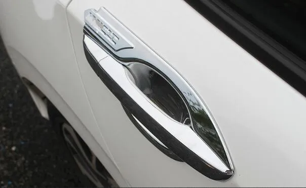 Högkvalitativ ABS krom 8st bil dörrhandtag dekoration skyddskåpa + 4st dörrhandtag skål med logo för Honda Civic 2016-2020