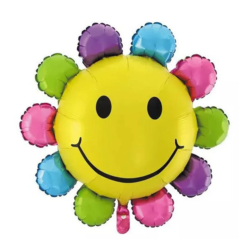 Xxpwj gratis verzending 1 stks kleurrijke glimlach zonnebloem ballon feestartikelen ballon aluminium verjaardag ballonnen
