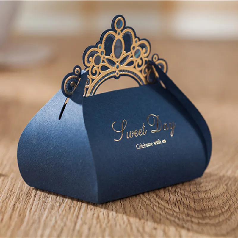 Wedding favor box Gold Crown party candy box RED PINK BLUE chocolate gift box packing bags Event & Party Supplies