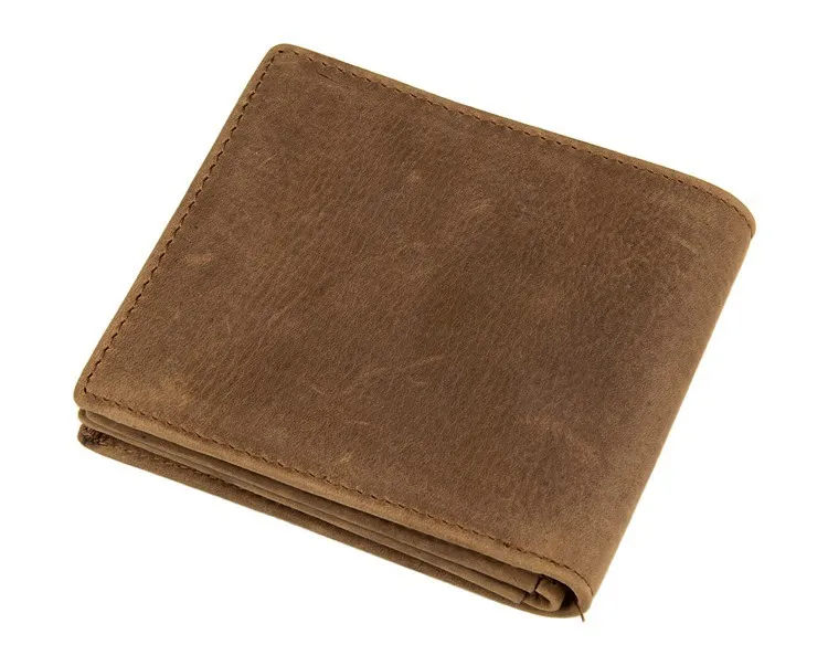 Portefeuilles en cuir véritable pour hommes Portefeuille court pour hommes Marque décontractée Rétro Europe Amérique Titulaire de la carte Porte-monnaie Crazy Horse Portefeuilles en cuir pour hommes