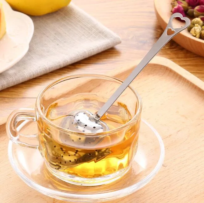 Infuseur à thé en forme de cœur, en forme de cœur, en acier inoxydable, infuseur à tisane, cuillère, filtre, source chaude, 