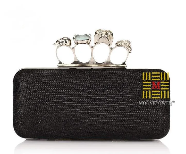 NEW Rhinestones women clutch bags diamonds finger ring Bridal Hand Bags crystal wedding bridal handbags purse bags holder1377979