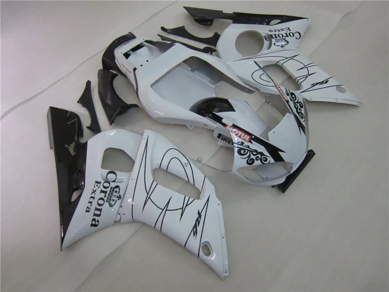 Lägre pris Moto Part Fairings för Yamaha YZF R6 98 99 00 01 02 Klassisk vit Svart Fairing Kit YZFR6 1998-2002 OT49