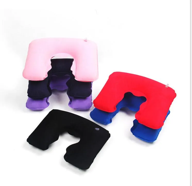 Inflável Forma U Neck Pillow Air Cushion exterior Tavel almofadas de ar portátil Folding acampamento travesseiro vôo Car Almofadas