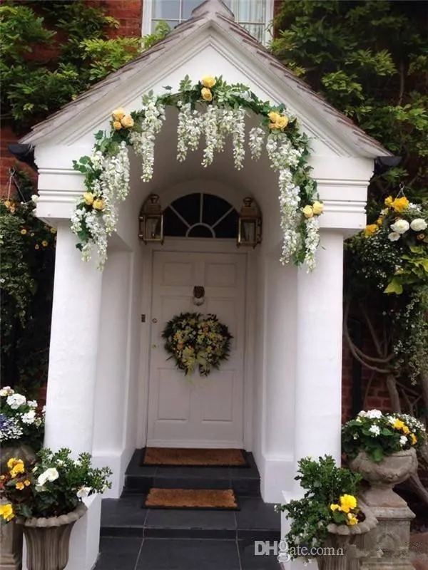 Romantici fiori artificiali Simulazione Glicine Vite Decorazioni di nozze Lungo corto Pianta di seta Bouquet Camera Ufficio Giardino Nuziale A4662547