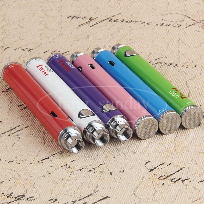 Original Vision EVOD Bottom Twist eGo C UGO VV Vape Pen Battery 510 Thread Variable Voltage 3.3V-4.8V 650mAh 900mAh+Micro USB Charger