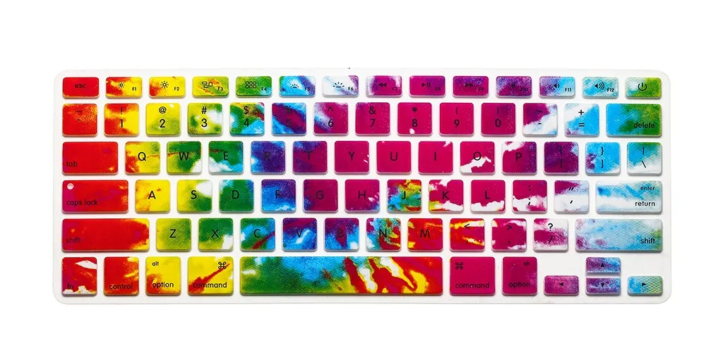 Silicone fleur décalcomanie arc-en-ciel clavier couverture clavier peau protecteur pour Apple Mac Macbook Pro 13 15 17 Air 13 Retina 13 mise en page US