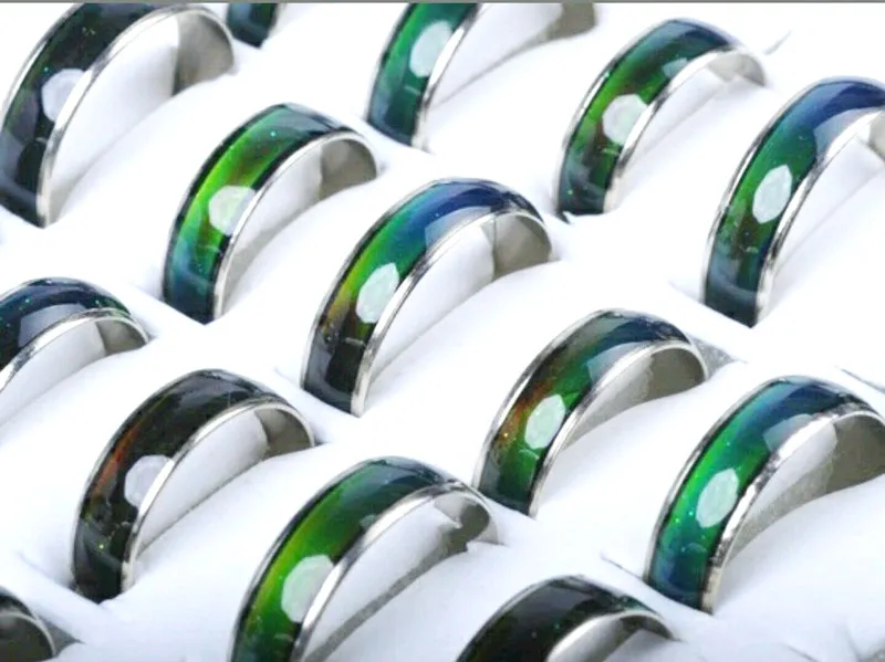 100 Teile/los Großhandel Schmuck Bulks Gemischte Farbe Ändern Silber Überzogene Stimmung Ringe Temperatur Emotion Gefühl Ringe Für Frauen/Männer