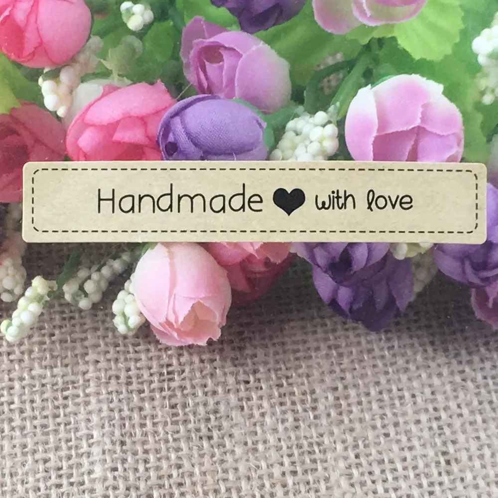 Wholesale-100pcs handmade custom sticker label with love for personalized wedding/gift/clothing/chalkboard DIY Gift tags labels