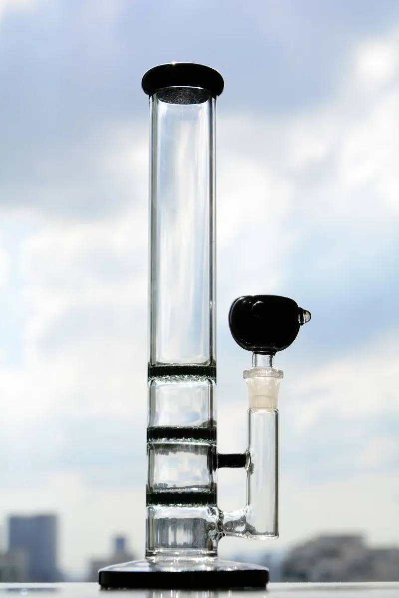 Färgad vattenpipa rakt glasrör glas bongs honungskaka perc vattenrörspappningar med 14 mm foglila rosa bongbubbler