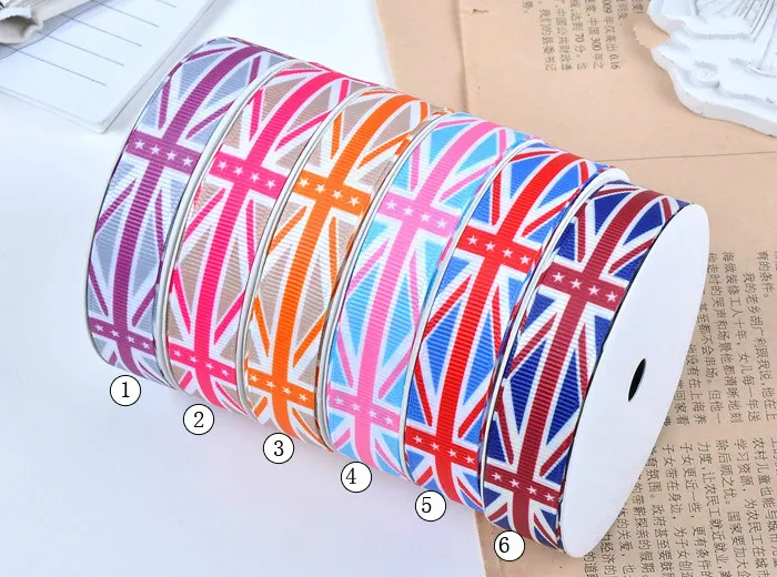 Geschenkverpackung British American Style Flag Pattern Haarschmuck Buntes Ripsband 100 Yards Dekoration DIY Zubehör