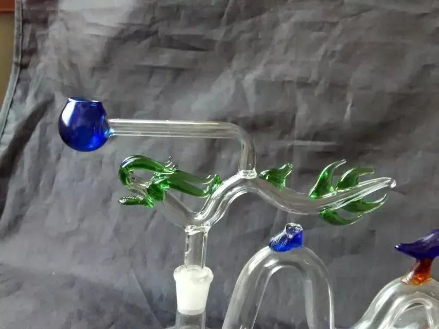 Accessoires de bongs en verre de brûleur de moustache, conduites d'eau Bangs en verre Hooakahs deux fonctions pour les plates-formes pétrolières Bongs en verre