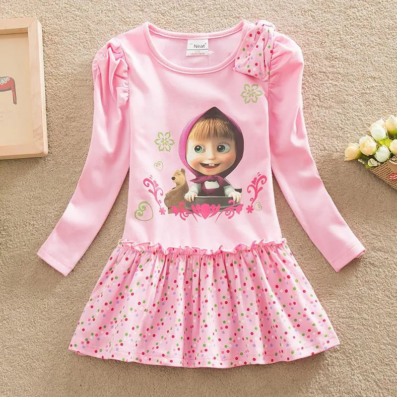 NEAT 2017 Baby Girl Vestiti Bella Rosa Modello In Cotone Ragazza Vestito  Masha E Orso Vestito Da Compleanno Bambini Vestito La Ragazza H5306 Da  10,38 €