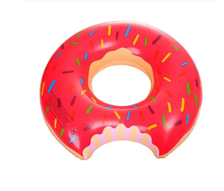 90cm Sommar Swim Life Bouy Donut Swimming Ring Floating Uppblåsbara Simning Ring Vuxen Pool Float 2 Färger Jordgubb Choklad Raft Fo Fun