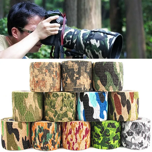 Nastro protettivo mimetico autoadesivo Wrap 5 * 45M Tactical Camo Form Tessuto non tessuto multifunzionale Stealth Tape Stretch Bandage