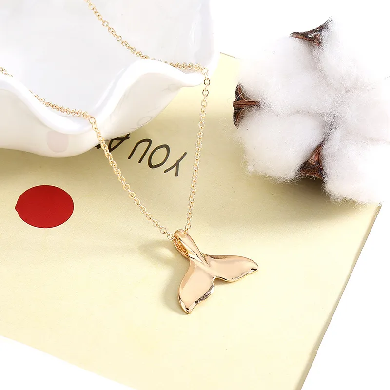 Best gift New fashionable smoothtail fishtail pendant simple and lovely mermaid clavicle chain WFN619 with chain a 