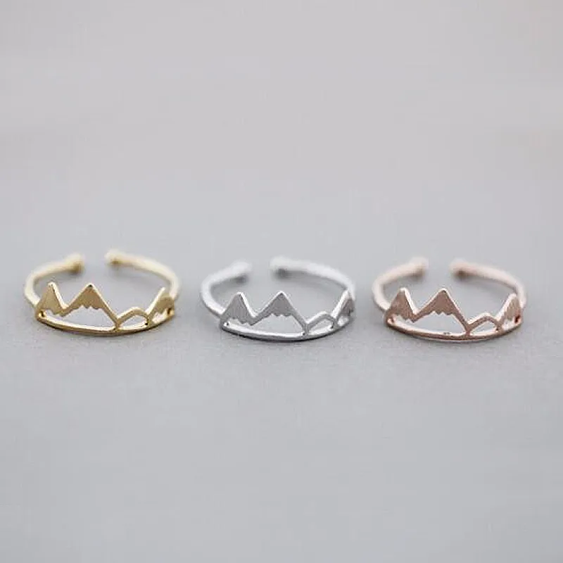 Everfast New Fashion Mountain Ring 조정 가능한 크기 금 Sivler 로즈 골드 도금 컬러 여성 숙녀 여학생 선물 반지 보석 EFR031