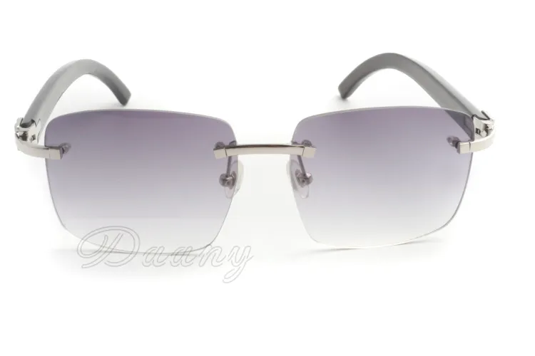 프레임이없는 사각 선글라스, 3524012-A 패션 스타일 안경, 자연 검은 뿔, 선글라스의 2019new 높은 품질의 제조