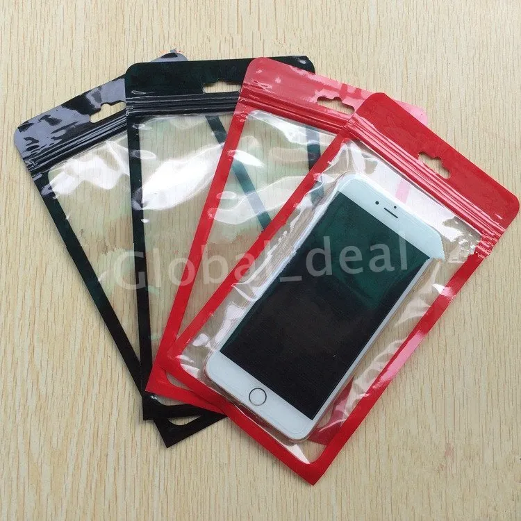 Clear Color Plastic Poly Bags OPP Packaging Zipper Lock Package Accessories PVC Retail Box Handles for USB charge Cable Cellphone Case Cover