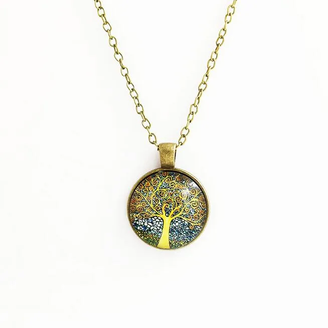 Jewelry Tree Retro Gemstone Pendant Necklace Life Tree Sweater Chain WFN328 with chain a 