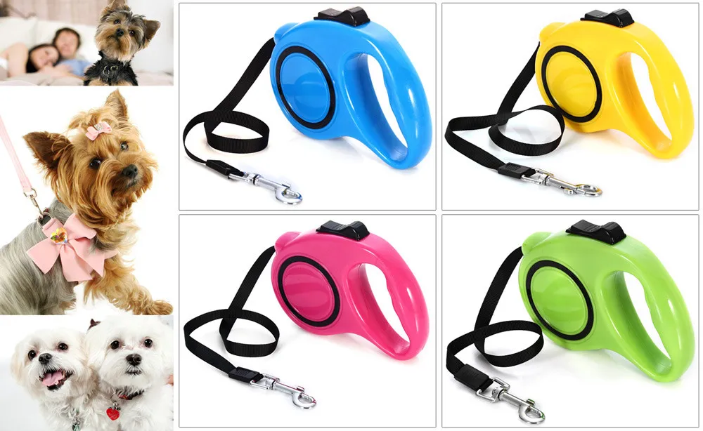 Chowany Dog Leash Lead Nylon + ABS Zwierzęta Koty Puppy Leash Lead Automatyczne regulowane Trening Walking Ołów do małych i średnich zwierząt domowych