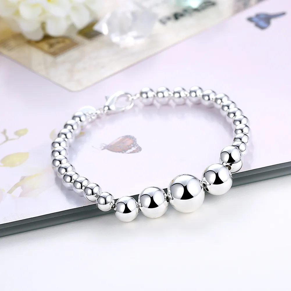 S080 Top qualité 925 Sterling argent plaqué perles chaîne collier bracelet mode bijoux fête paquet cadeau pour les femmes Livraison gratuite