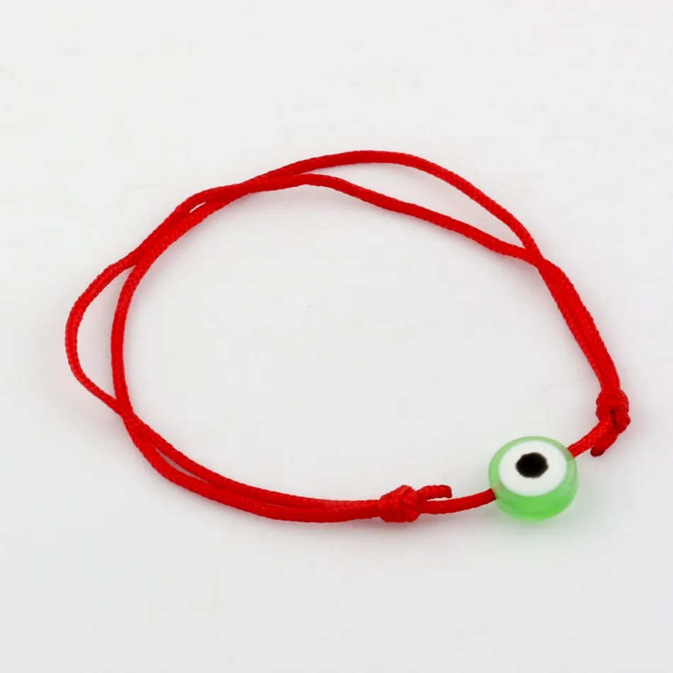 120 pièces Kabbale Bracelet à cordes rouges mélange de couleurs résine mauvais œil perle rouge Protection santé chance bonheur Bracelets B-35211i