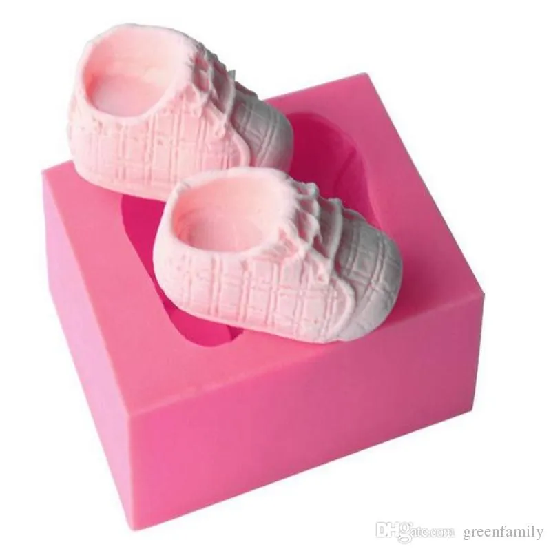 Scarpe da bambino stampo torta in silicone 3d carino scarpe forma forme fondente muffa fai da te cupcake decoratio candela sapone stampo sapone strumenti di cottura