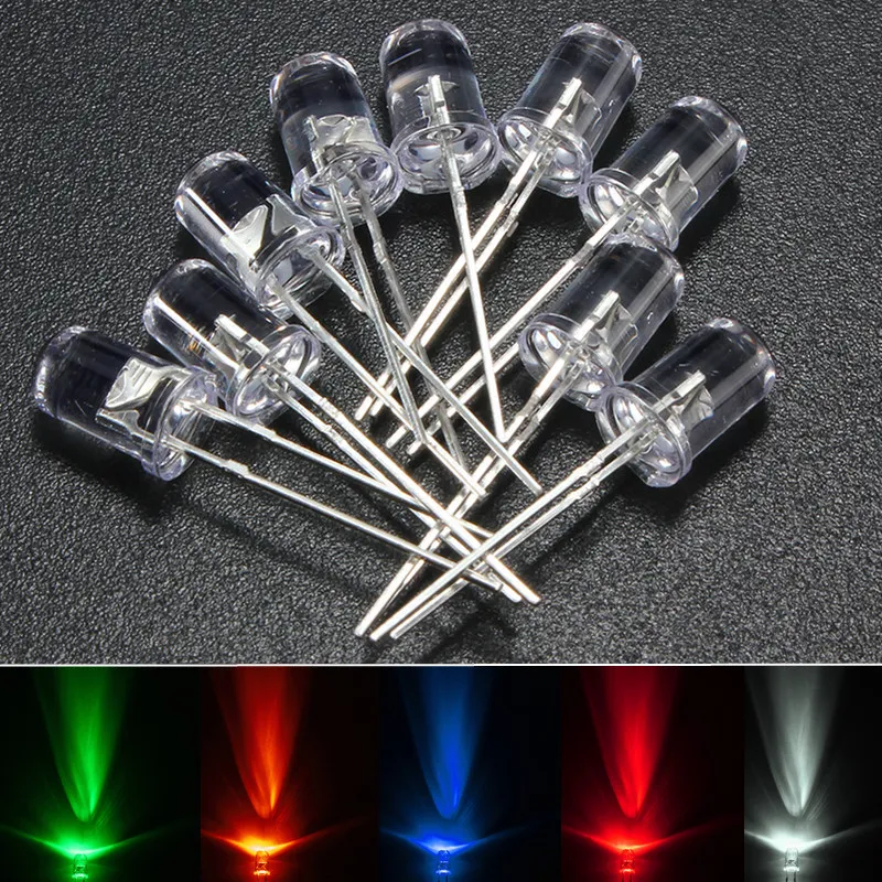 5mm 10mm ljuspärlor Mini LED-diodbelysningar Rundvatten Klart LED Sortiment Kit RGB Gul Vit Röd Grön Blå
