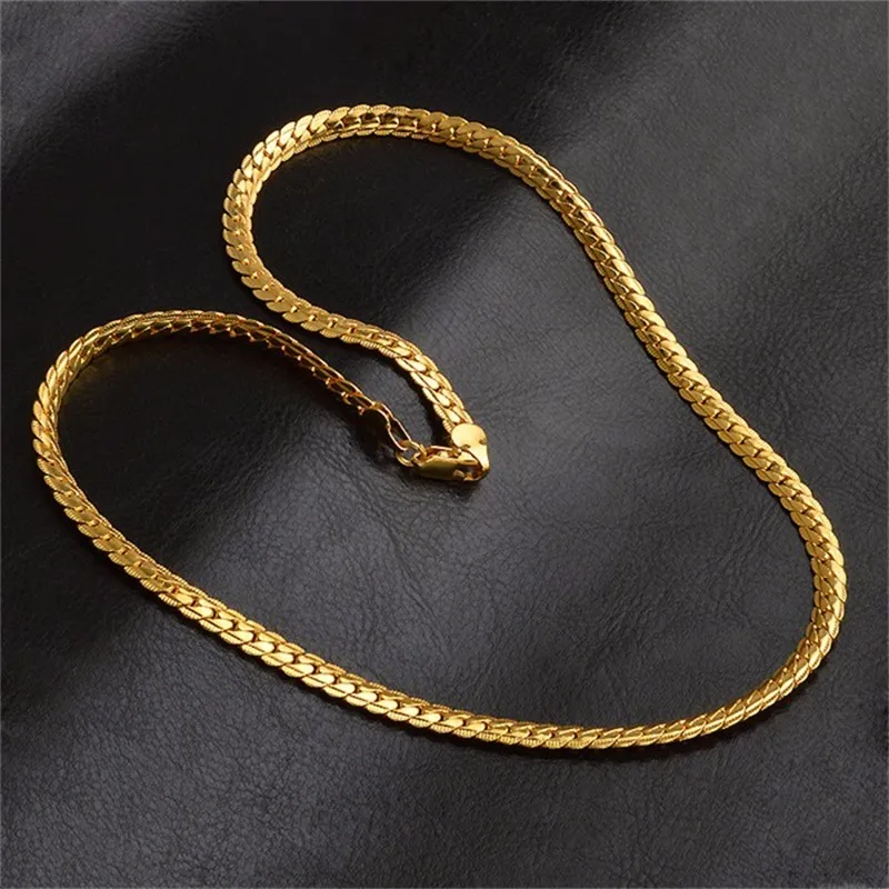 Yhamni mannen gouden kleur kettingen met stempel goud kleur ketting groothandel trendy 5 mm breed 50 mm lange slang ketting heren NX174