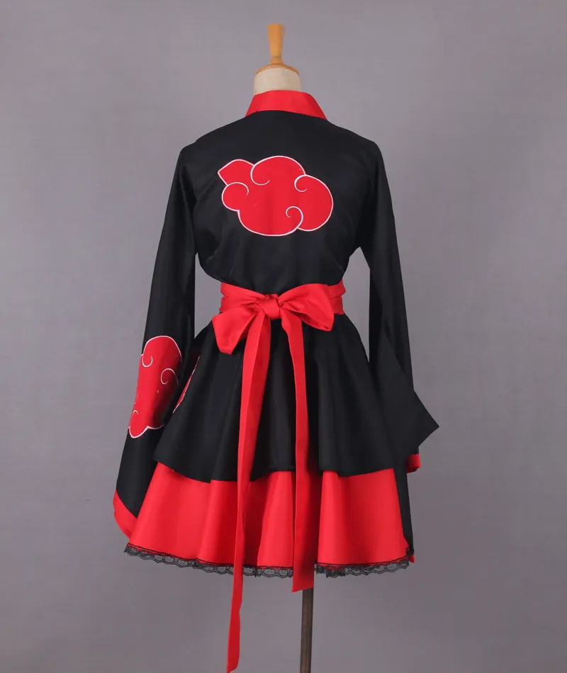 Naruto Shippuden Akatsuki Organization Femminile Lolita Kimono Dress Costume Cosplay Anime